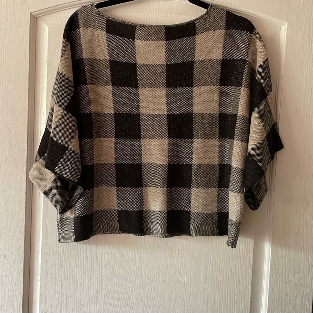 Eileen Fisher Plaid Sweater Poncho